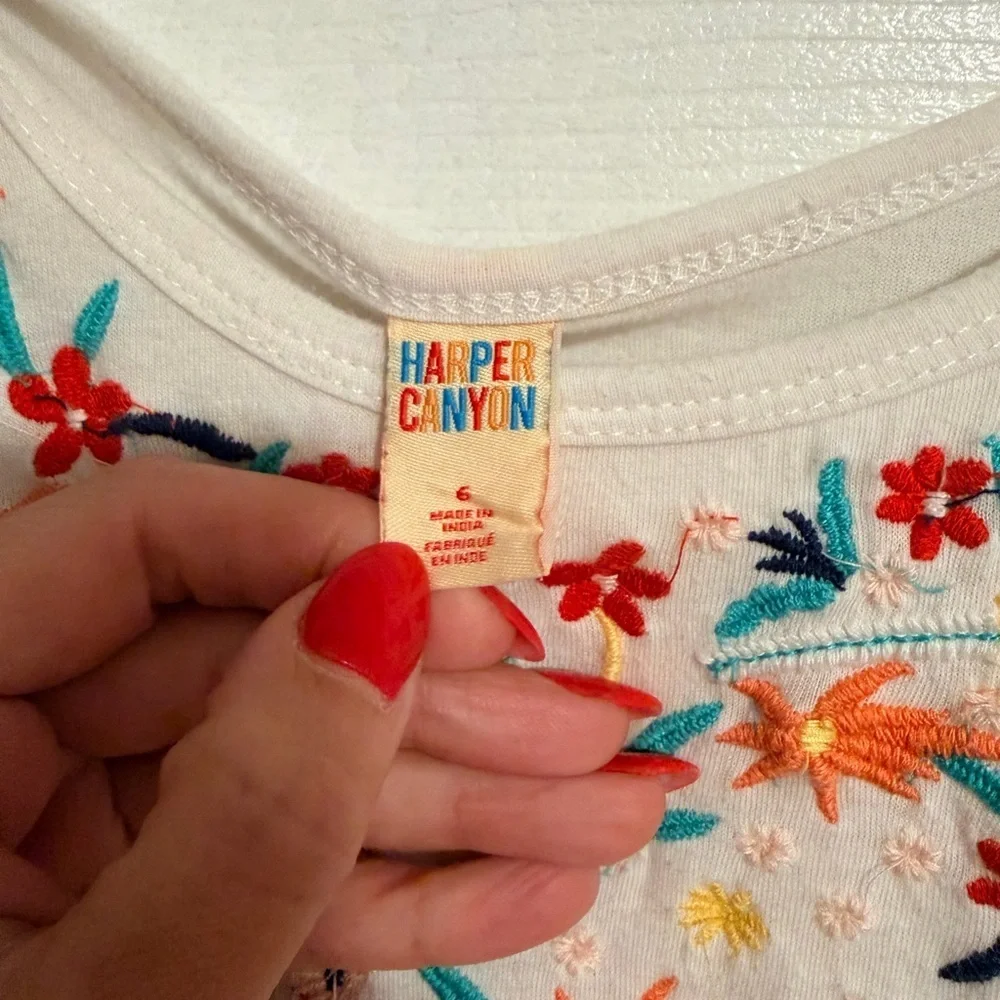 Harper Canyon White Dress with Floral Embroidery